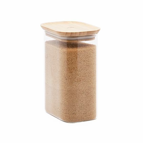 Dóza Pebbly, PKV-068, skleněná, objem 1,2 l, bambusové ví...