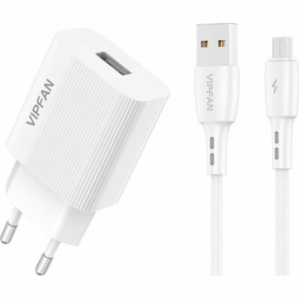 Síťová nabíječka VFAN E01, 1x USB, 2,4A + kabel Micro USB...