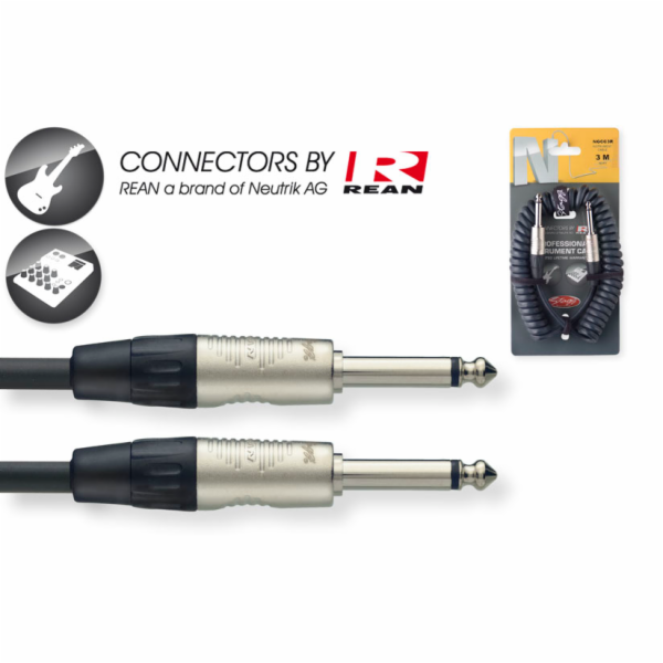 Stagg NGCC3R, kabel JACK/JACK, 3m