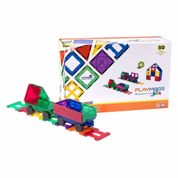 Magnetická stavebnice 3D Train Playmags 153 - sada 50 ks
