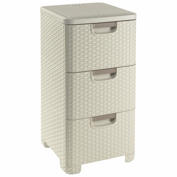 Zásuvka 3x 14l RATTAN Style - krémová