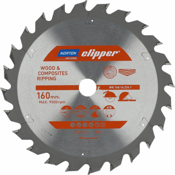 Norton Clipper NORTON KRUHOVÁ PILA 160mm x 16mm x 24z DŘE...