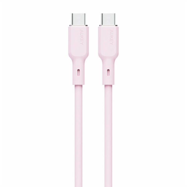 Kabel USB-C na USB-C Aukey CB-SCC102, 100W, 1,8 m (růžový)