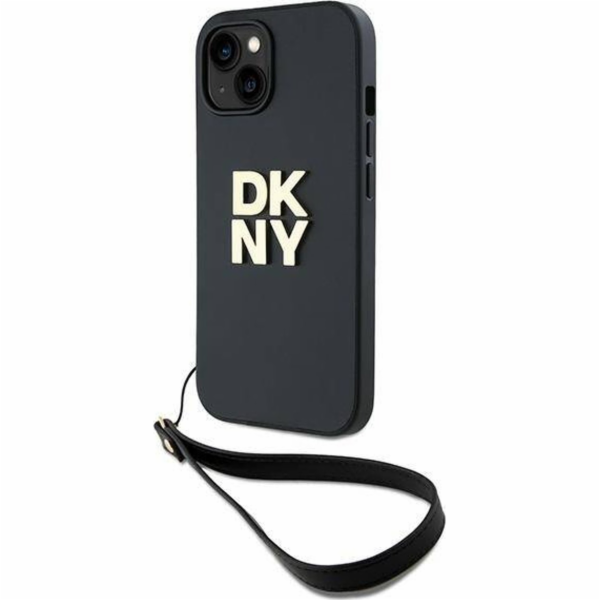 DKNY PU Leather Stack Logo Wrist Strap Zadní Kryt pro iPh...