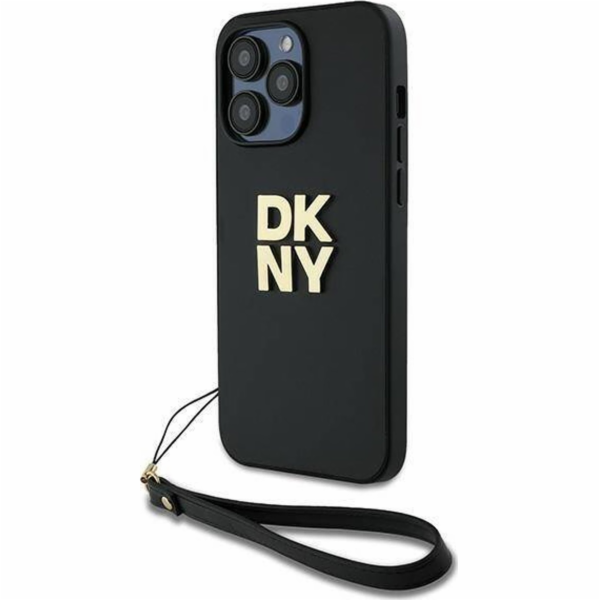 DKNY PU Leather Stack Logo Wrist Strap Zadní Kryt pro iPh...