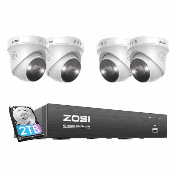 IP kamera ZOSI C225 4 ks WiFi 5MP + NVR 8ch + 2TB HDD