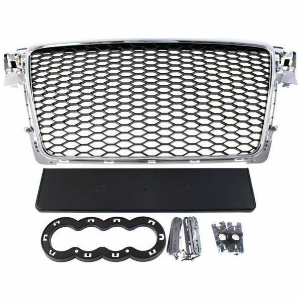 MTuning_F GRILL AUDI A4 B8 RS-STYLE CHROME-BLACK (08-12) PDC