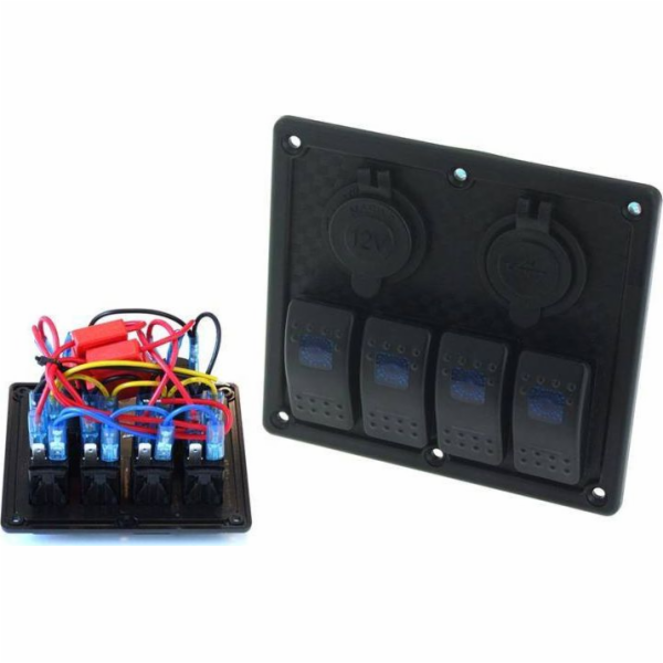 TurboWorks_F vypínač ON-OFFx5, 1xZ, 2xUSB 3.1A, 2xB 15A m...