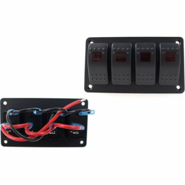 MTuning_F Alu panelový spínač, ON/OFFx4 Červený