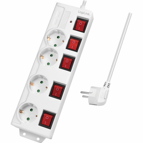 LogiLink Prodlužovací kabel, 4 zásuvky, 1,5 m, bílá
