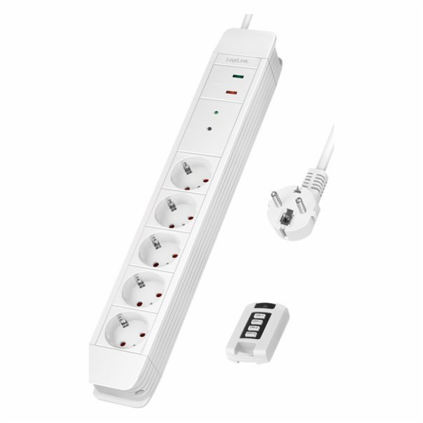 LogiLink Prodlužovací kabel LogiLink, 5 zásuvek, 1,5 m, bílá