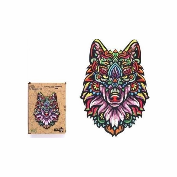 PuzzleOK Ekologické dřevěné puzzle 120 Tajemný vlk A3