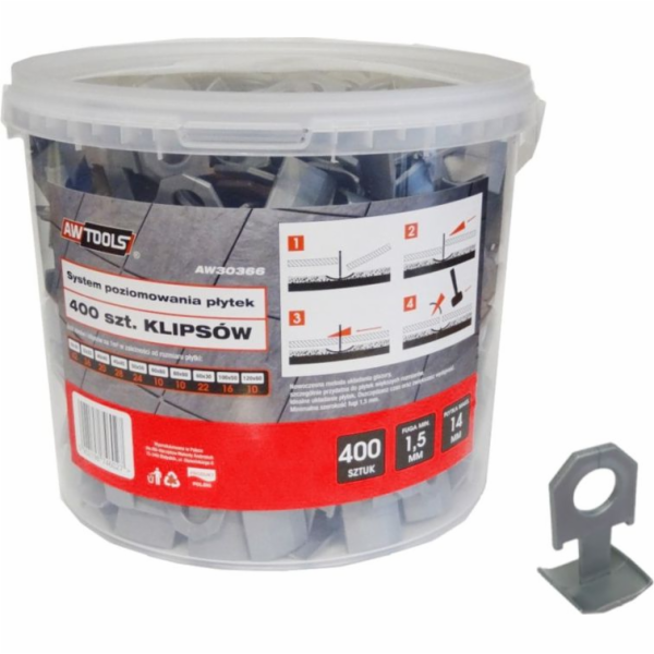 AWTools Systém vyrovnávání dlaždic 7-14mm klip 400ks. (AW...