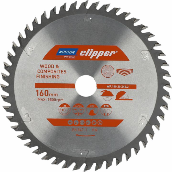 Norton Clipper KRUHOVÁ PILA 160mm x 20mm x 48z DŘEVO A KO...