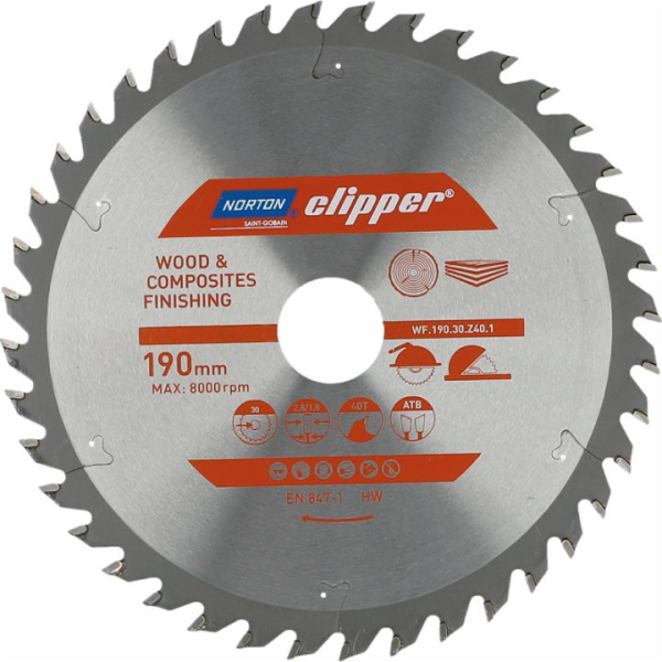 Kotoučová pila Norton Clipper 190 mm x 30 mm x 40z