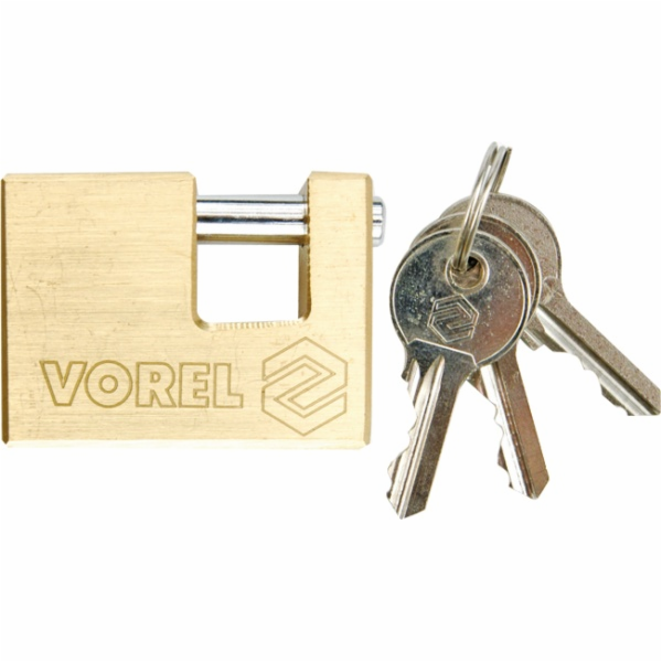 Vorel Mosazný visací zámek 75mm 3 klíče 77212