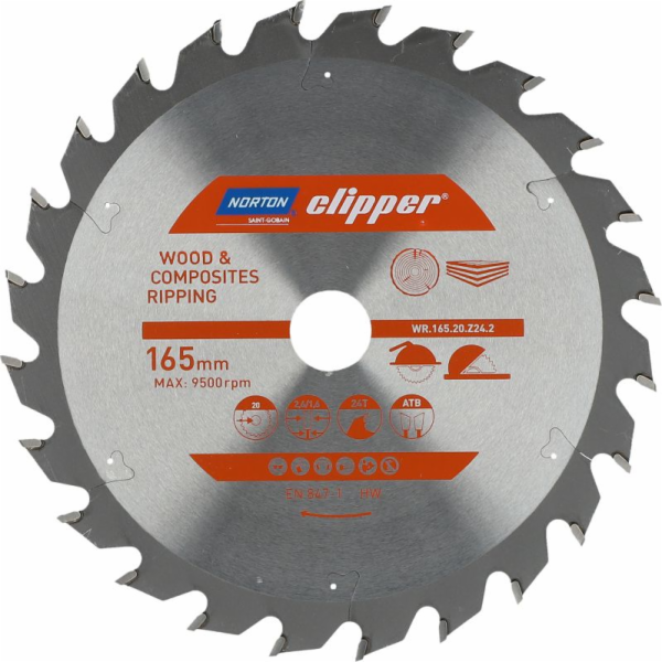 Norton Clipper KRUHOVÁ PILA 165mm x 20mm x 24z DŘEVO A KO...