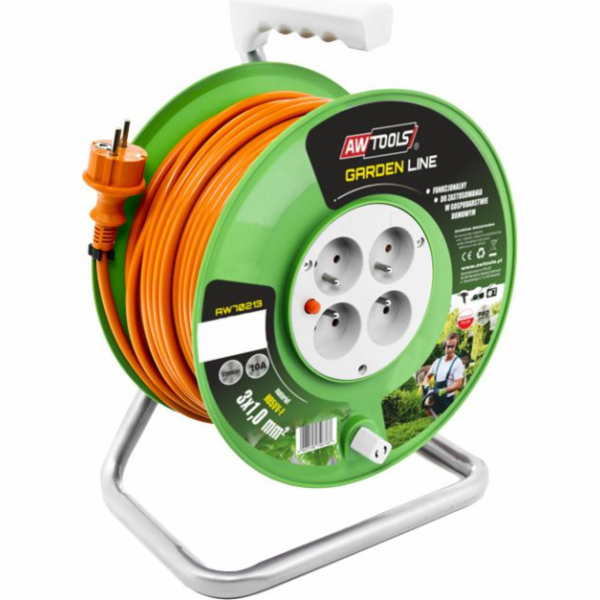 AWTools Garden Line 3 x 1mm 10A 4 zásuvky oranžový prodlu...