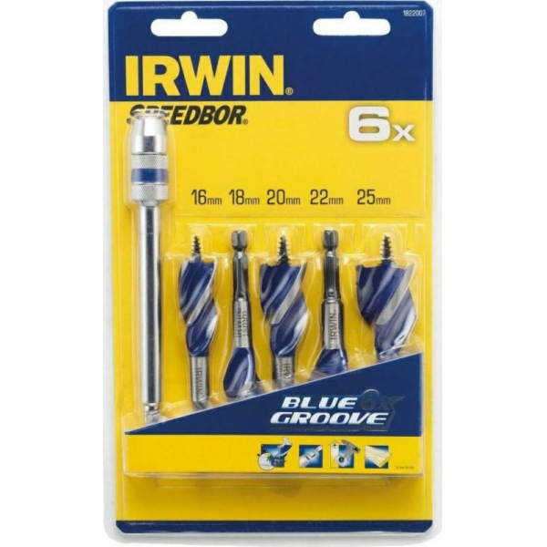 Vrták Irwin SADA VRTÁKŮ DO DŘEVA 5 ks.MODRÁ DRÁŽKA 6X 16,...