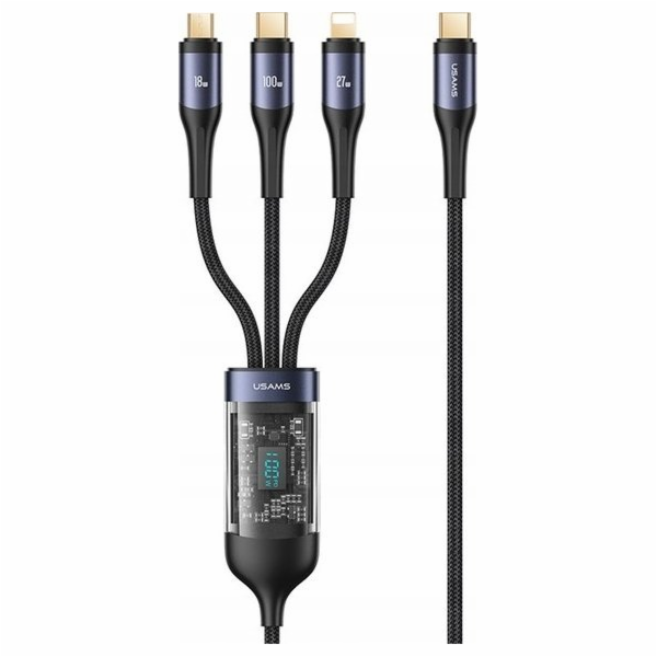 USAMS USB kabel Pletený kabel U83 3v1 100W 1,2m Digital D...