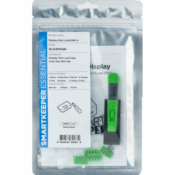 Smartkeeper  Mini DisplayPort Blocker grün 4 Stk.+Key