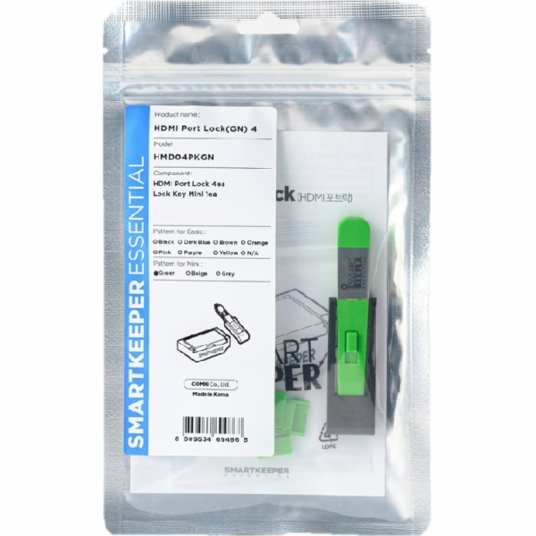 SmartKeeper Mini HDMI Port Blocker zelený 4 kusy + klíč