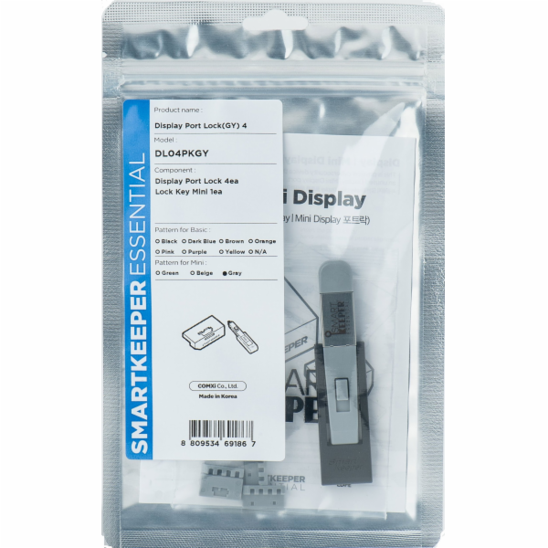 Smartkeeper  Mini DisplayPort Blocker šedý 4 Stk.+Key