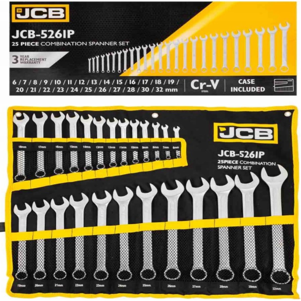 JCB JCB KOMBINOVANÝ KLÍČ, sada, 25 ks. (6-32 mm)