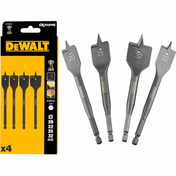 Sada vrtáků Dewalt se 4 plochými vrtáky