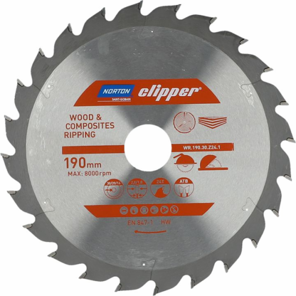 Norton Clipper NORTON KRUHOVÁ PILA 190 mm x 30 mm x 24z D...