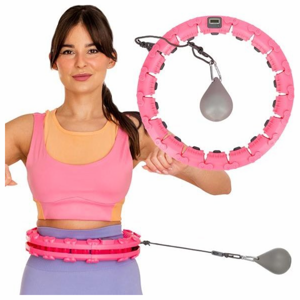FH03 RŮŽOVÝ HULA HOP S HMOTNOSTÍ A POČÍTAČEM ZÁSOB