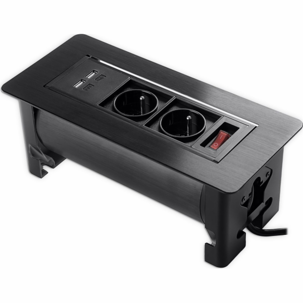 Kovová otočná stolní zásuvka Spacetronik s 2x USB SPS-O24B