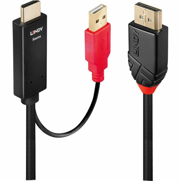 Lindy DisplayPort – kabel HDMI + USB-A 2m černý (41426)