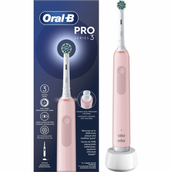 Elektrický zubní kartáček Braun Oral-B PRO3 Pink X-Clean