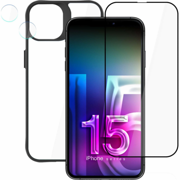 Pouzdro 3MK + skleněná obrazovka + čočka pro iPhone 15 Pl...