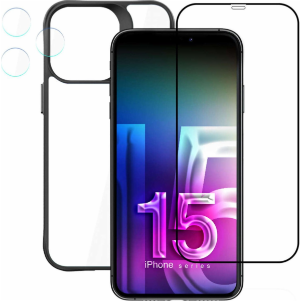 Pouzdro 3MK + skleněná obrazovka + čočka pro iPhone 15 Pr...