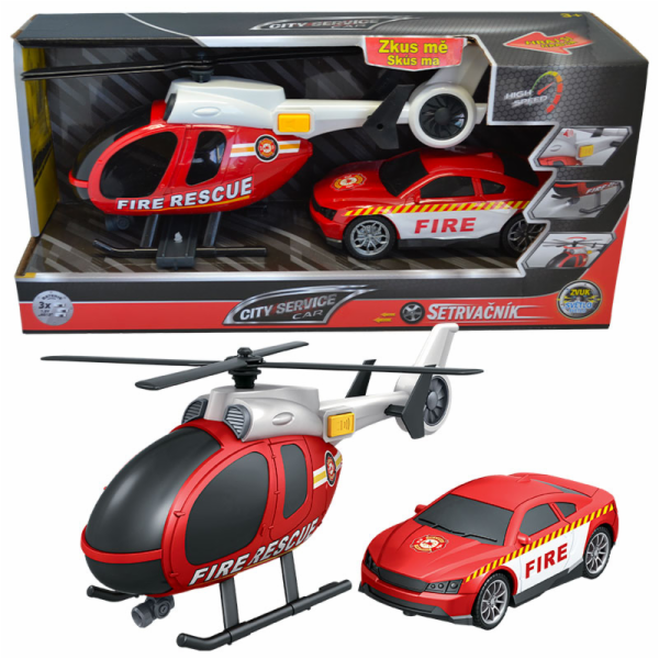 CITY SERVICE CAR - 1:14 Hasiči set vrtulník + auto