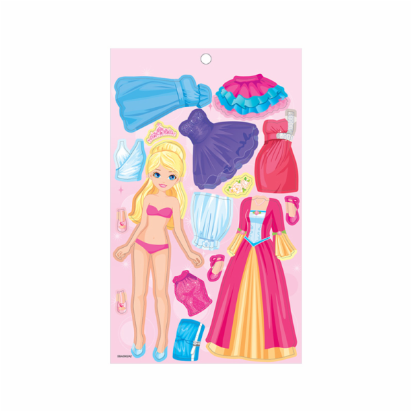 Samolepky oblečení + omalovánky PRINCEZNY