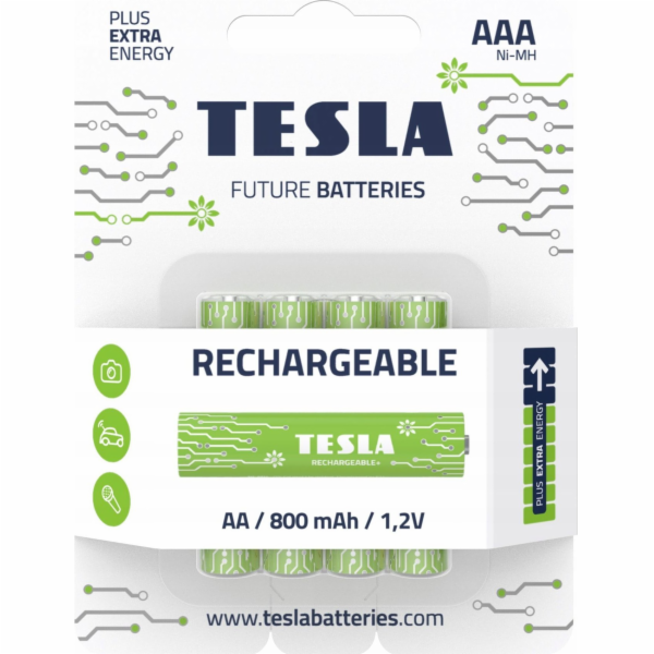 Tesla AAA RECHARGEABLE+ nabíjecí Ni-MH 800 mAh, 4 ks, New...