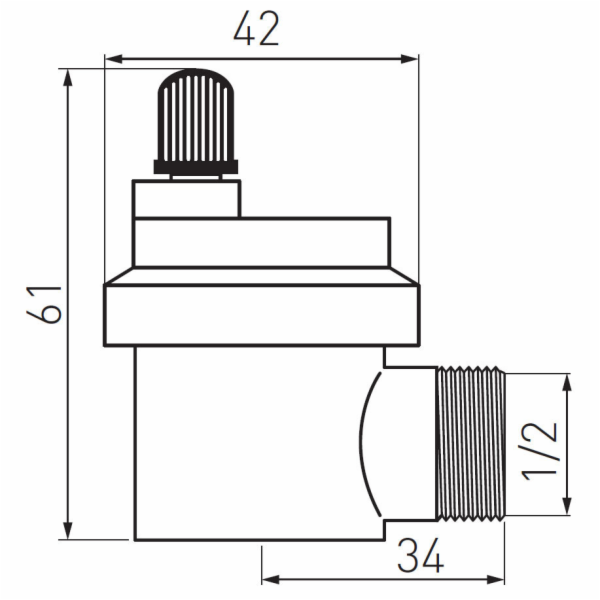 Polykací ventil FERRO 1/2", automatický, hranatý