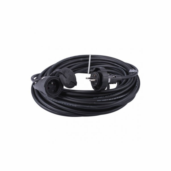Venkovní prodlužovací kabel 20m / 1 zásuvka / černý / gum...