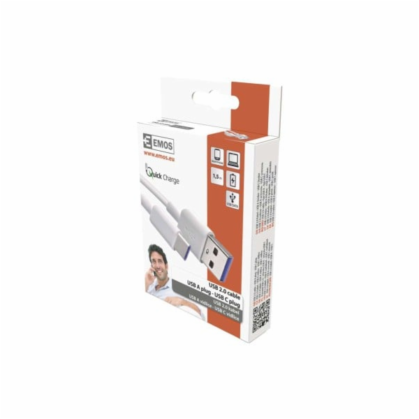 nabíjecí/datový kabel USB-A 2.0 / USB-C 2.0, 1,5 m, bílý