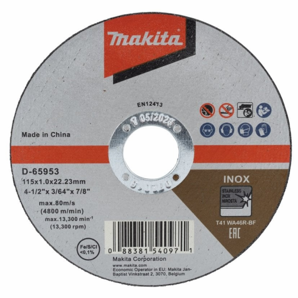 Makita D-65953 řezný kotouč 115x1.2x22.23 nerez