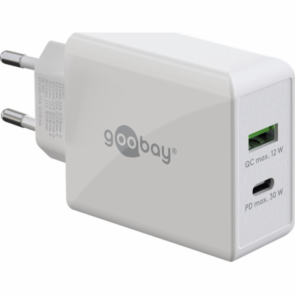 duální rychlá nabíječka goobay USB-C PD 30 wattů
