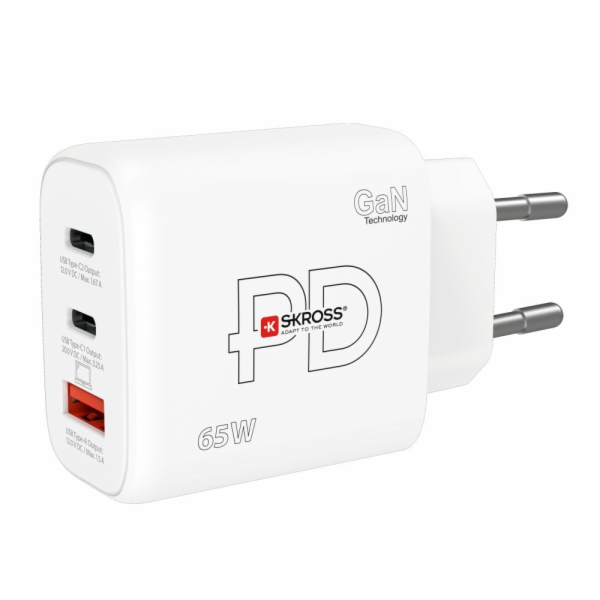 SKROSS USB A+C nabíjecí adaptér Power charger 65W GaN EU,...