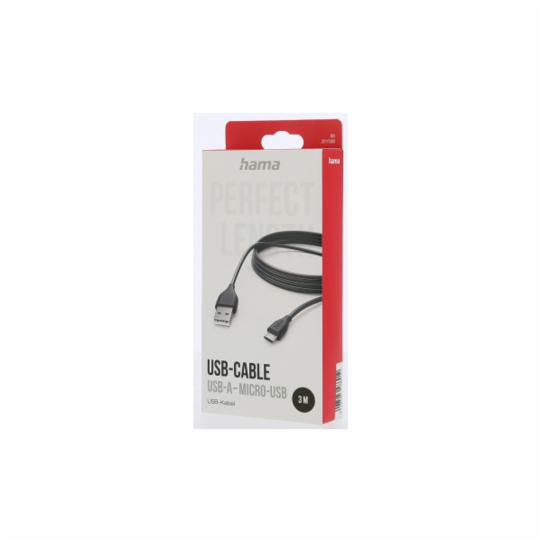 Hama 00201588 Charging Cable, USB-A - Micro-USB 3m black