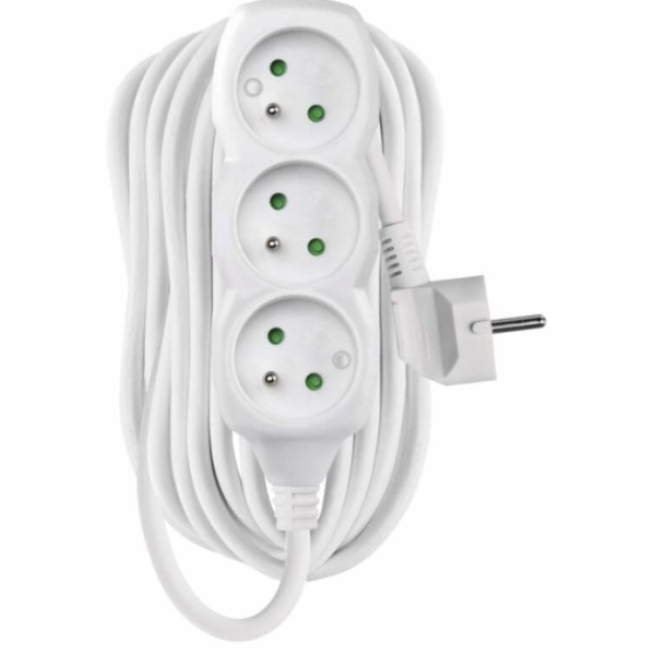 Prodlužovací kabel 10 m / 3 zásuvky / bílý / PVC / 1,5 mm2 