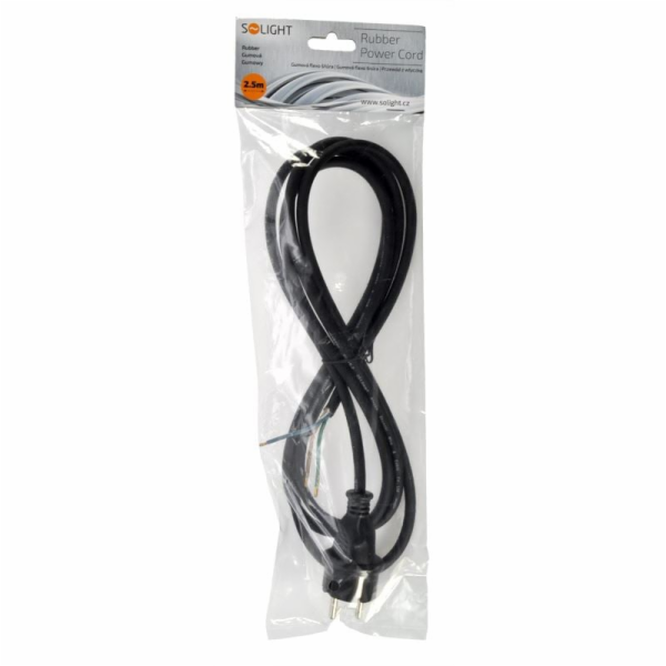 Solight flexo kabel, 3x 1mm2, gumová, černá, 2,5m