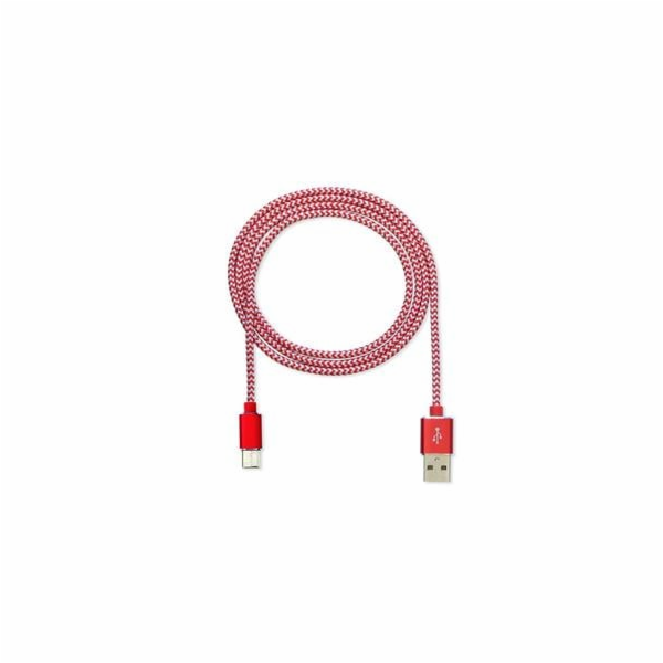 CUBE1 nylon datový kabel USB > USB-C, 2m, Red