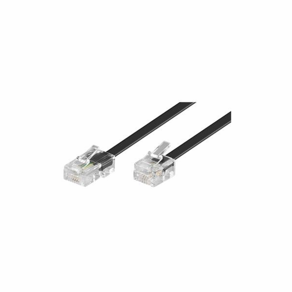 Kabel telefonní rovný 8P4C plug - 6P4C plug 6m - černý